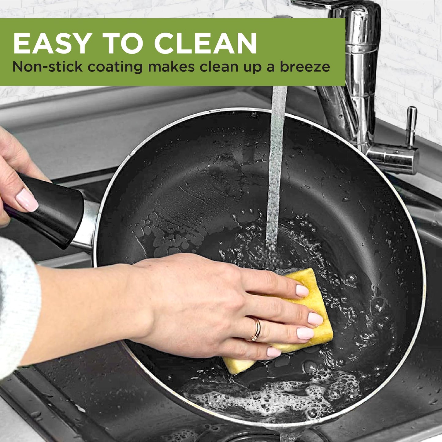 Ecolution Easy Clean Ceramic Nonstick Cookware Set, Dishwasher Safe Kitchen Pots and Pans Set, Comfort Grip Handle, Even Heating, Ultimate Food Release, 26-Piece, Black