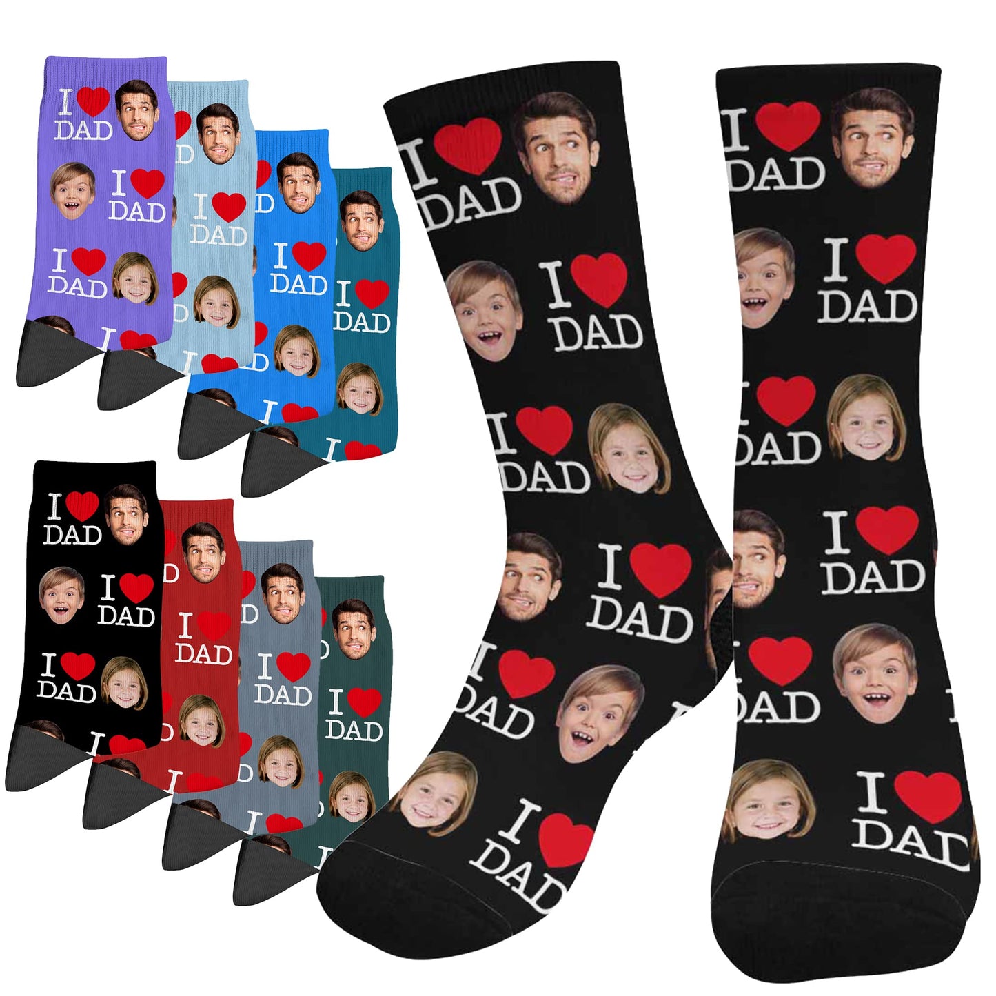 Custom Personalized Family Photo Crew Socks for Men Women-Upload Your Unique Memorable Family Picture