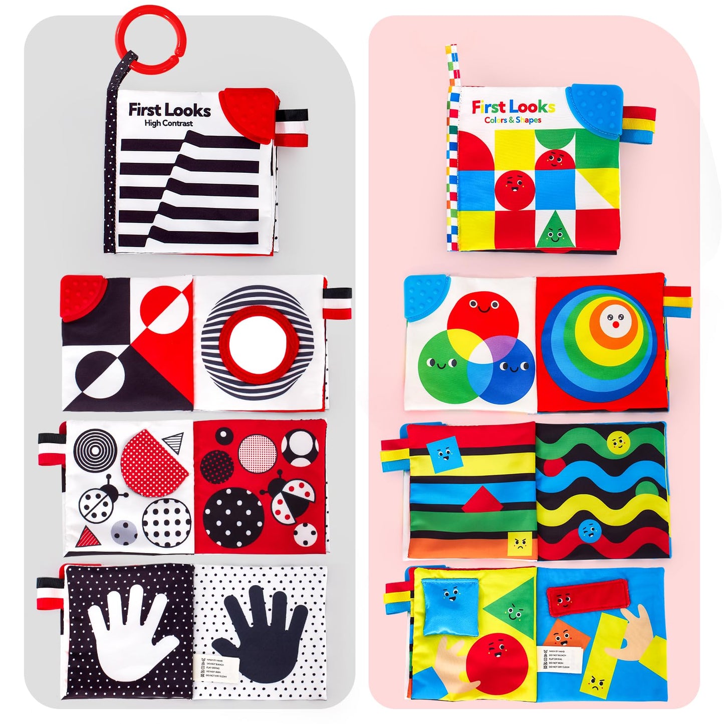 hahaland Baby Books 0-6 Months - 2PCS Infant Toys 0-6m Tummy Time Babies Toy Newborn Toys High Contrast Visual Development Sensory Book Baby Girl Boy Shower Gift