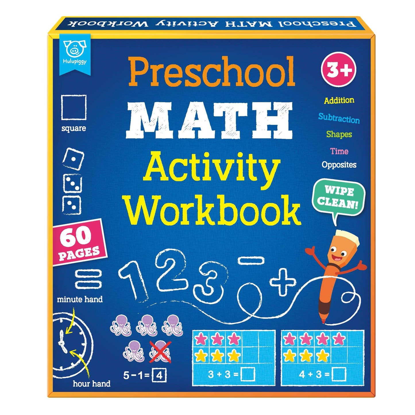 Hulupiggy Preschool Learning Activities 60 Reusable Pages, Number Tracing Addition Subtraction Math Practice Kindergarten Workbook, Educational Fine Motor Toddler Learning Toys for 3 4 5 Year Olds