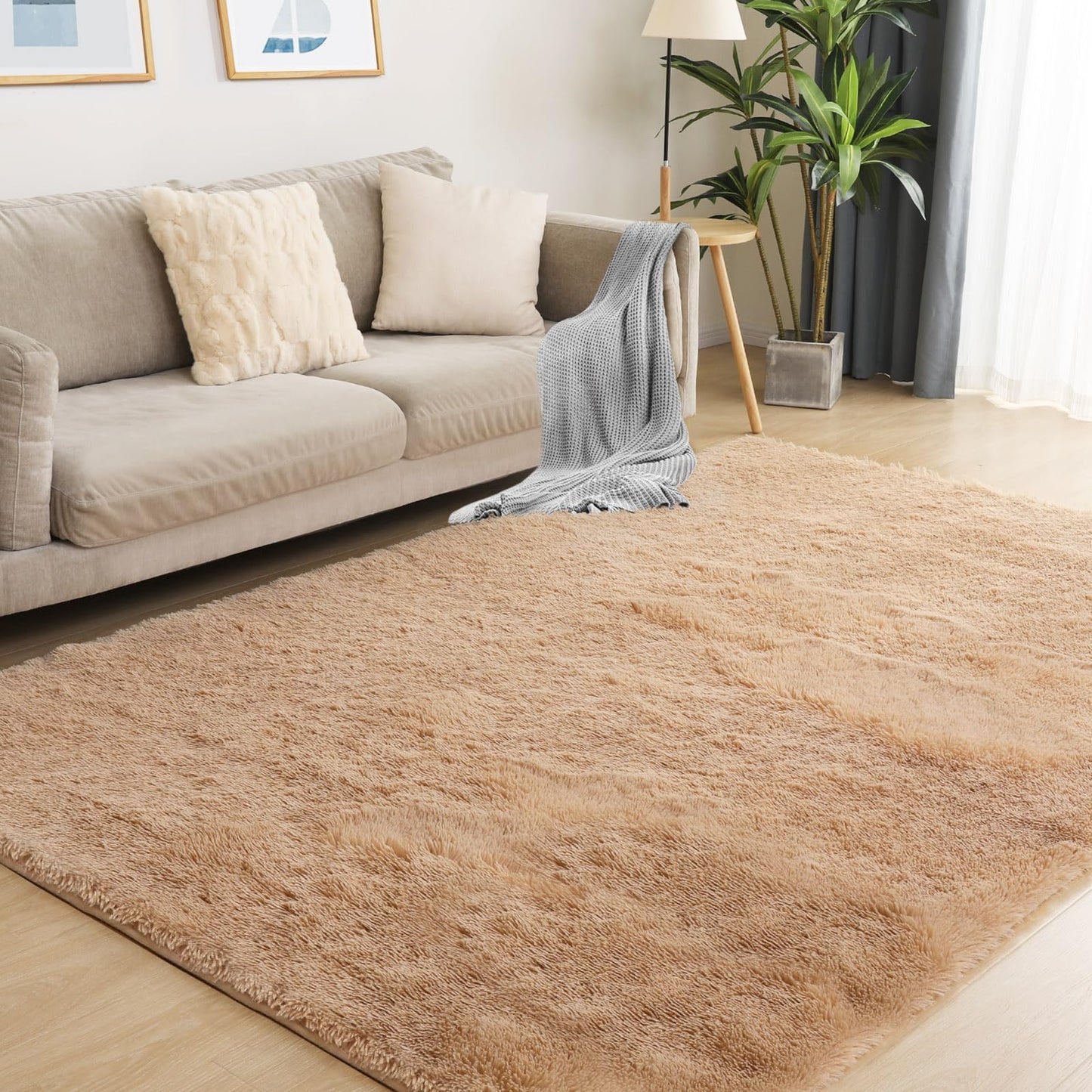 Puremy Luxury Area Rug, 6x9 Rugs for Living Room, Ultra Soft Rugs for Bedroom, Non-Slip Indoor Carpet for Nursery, Kids Room, Playroom, Home Decor, Camel