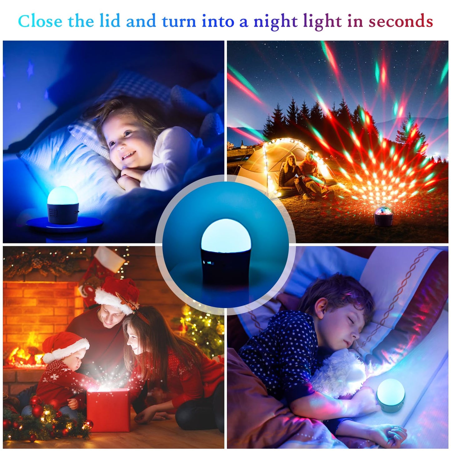Wiwreenm Mini Disco Ball Light,Rechargeable Party Lights,Sound Activated Strobe DJ Light,Portable Battery Operated,Night Lights Projector for Kids,Disco Atmosphere Decoration for Car/Parties