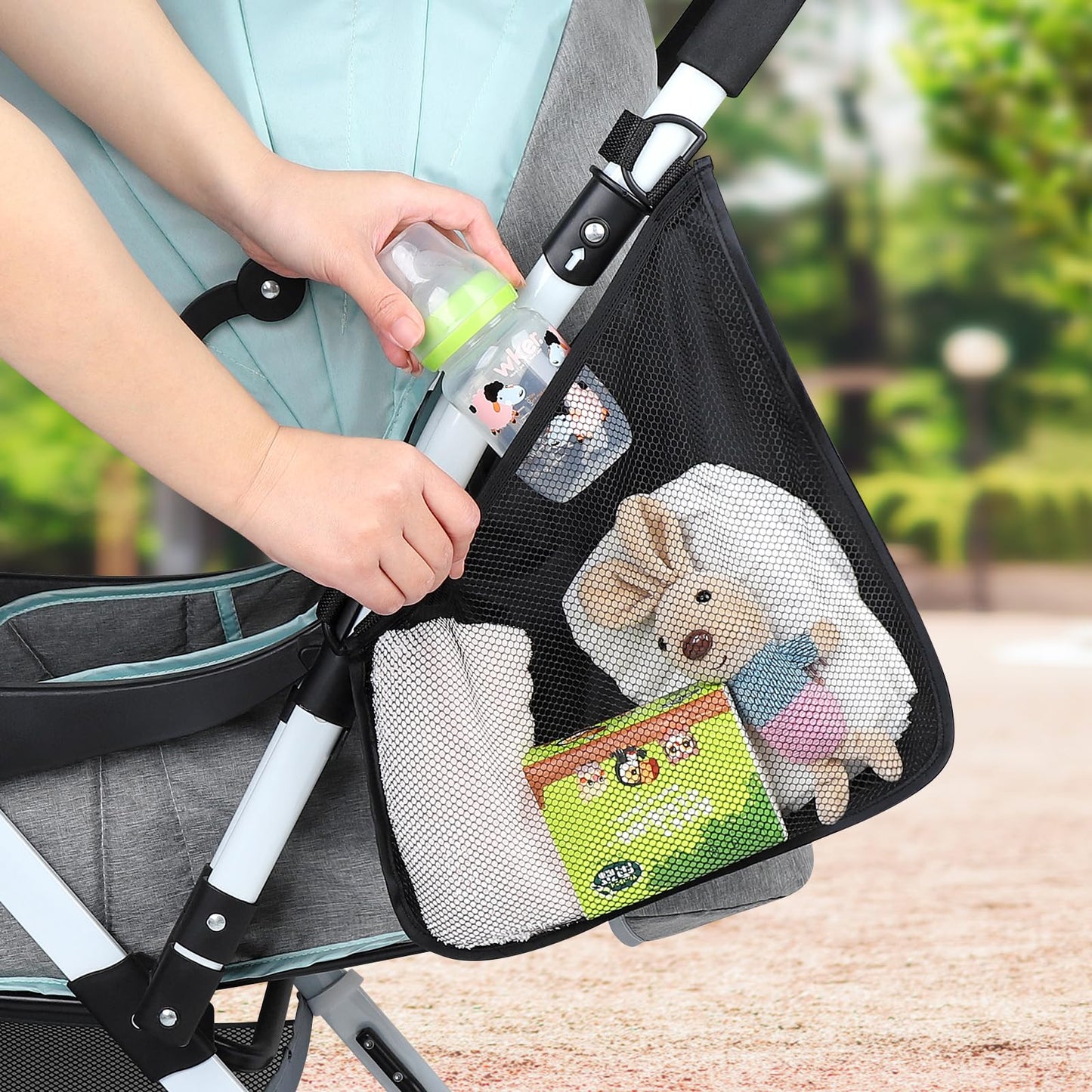 Accmor Universal Stroller Organizer, Side Sling Stroller Organizer, Mesh Cargo Net Stroller Storage Caddy Accessories, Stroller Bag Accessories Fits for Uppababy, Nuna, Baby Jogger, Doona Strollers