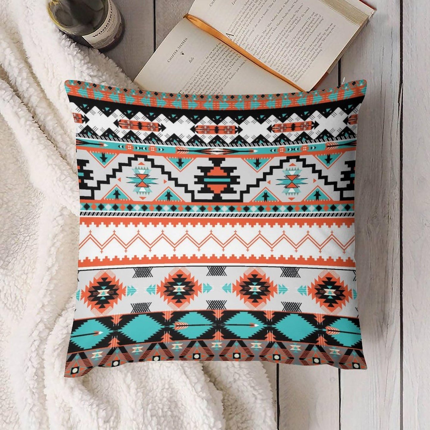 Yoakiet Aztec Pillow Covers,Boho Colourful Vintage Traditional Abstract Geometric Aztec Texture Pillow Covers with Hidden Zipper Set of 2 for Bedroom Living Room Sofa Cushion16 x16