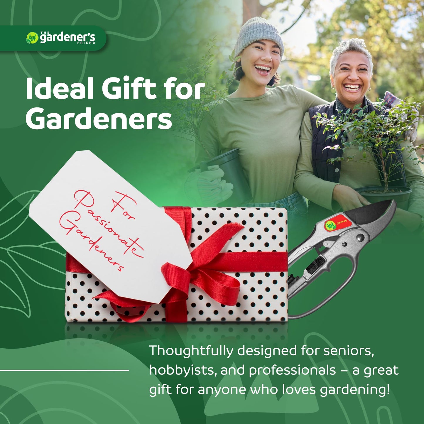 Ratchet Pruning Shears Gardening Tool – Anvil Pruner with Assisted Action – Ratcheting Pruners for with Heavy Duty, Nonstick Steel Blade – Garden Tools by The Gardener's Friend