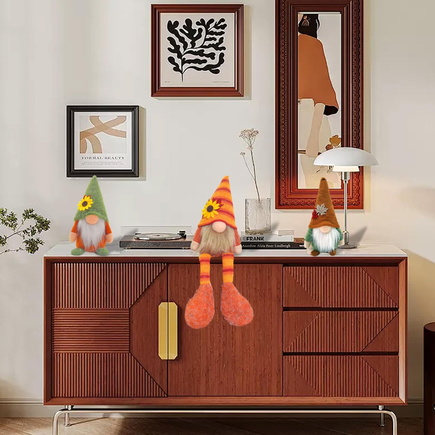 Home Fall Decor Gnomes Plush - 3PCS Table Tiered Tray Christmas Decorations - Farmhouse Autumn Pumpkin Harvest Holiday Party Gnome Ornaments (Fall Gnomes Decor)