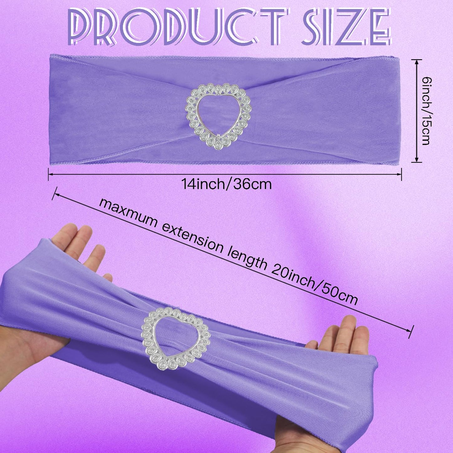 Zrlljp 100PCS Spandex Purple Chair Sashes Bows Universal Stretch Elastic Chair Cover Band Ties with Buckle Slider for Wedding Banquet Birthday Party Reception Event Decoration