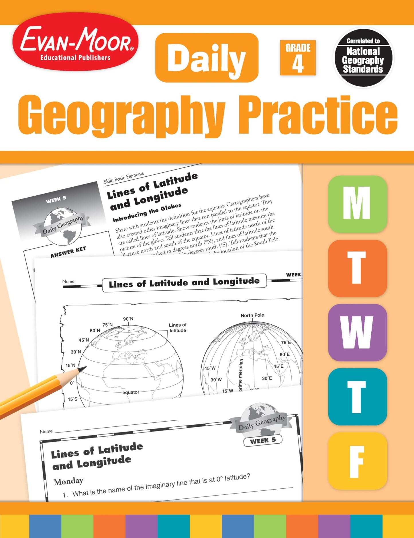 Evan-Moor Daily Geography Practice, Grade 4, Homeschooling and Classroom Resource Workbook, Reproducible Worksheets, Teaching Edition, Downloadable Maps, USA, World, Continents, Oceans, Countries