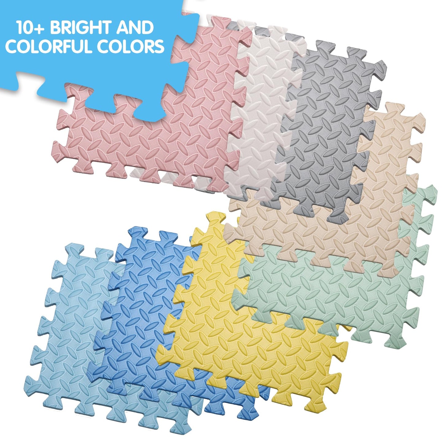 Coolcandy Solid Colored Foam Play Mat, 12"*12" Each Mat丨Non-Toxic Soft Baby Play Mat, 0.4" Thickened Square Interlocking Floor Mats - Toddler Playmat for Playing, Exercise(Loli Pink/16 Tiles)