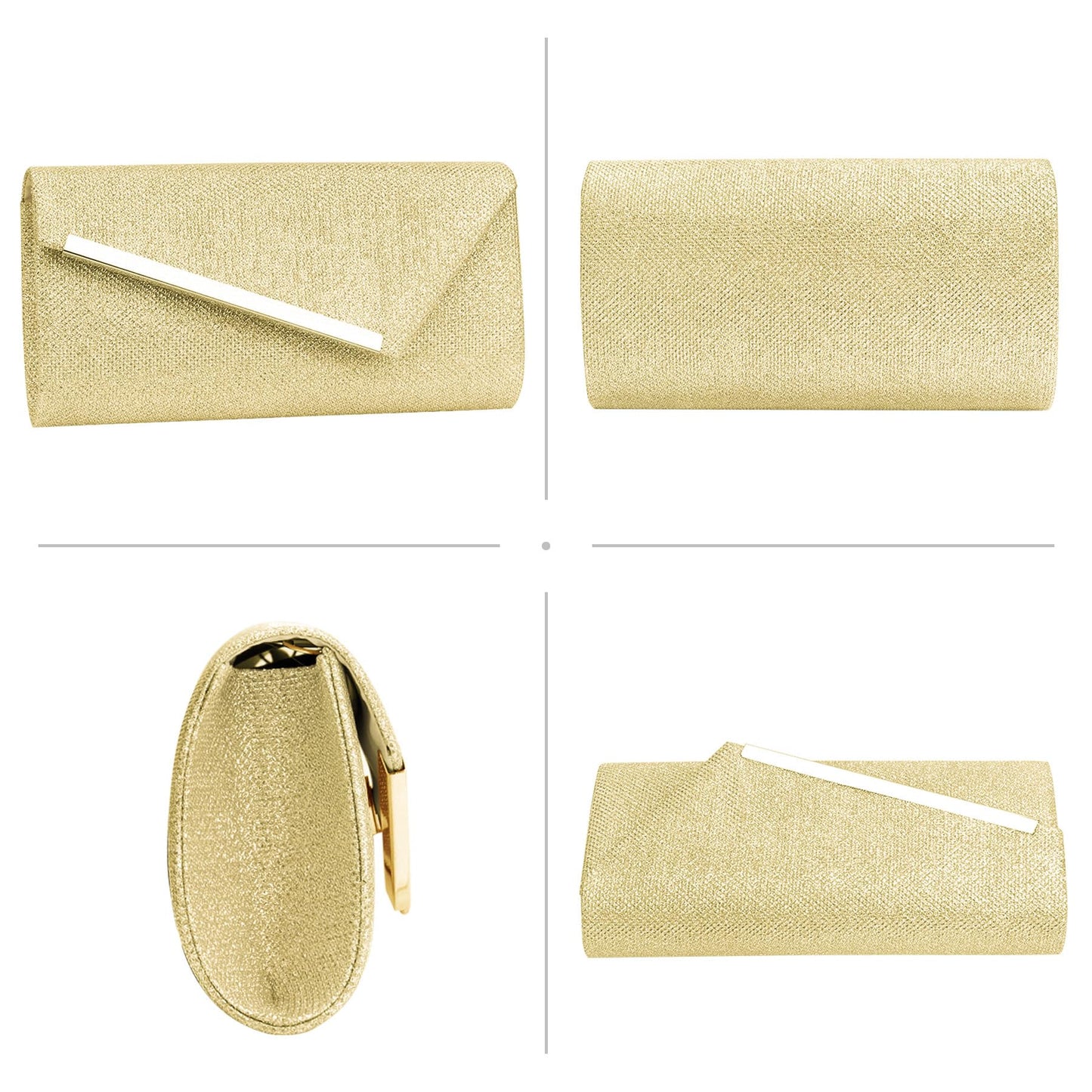 Larcenciel Glitter Evening Bag, Gold Envelope Clutch Purses for Women, Formal Ladies Sequin Handbag Crossbody Shoulder Wallet Perfect for Wedding, Guest Party, Prom, Cocktail, Date Night,9×4.7×2in