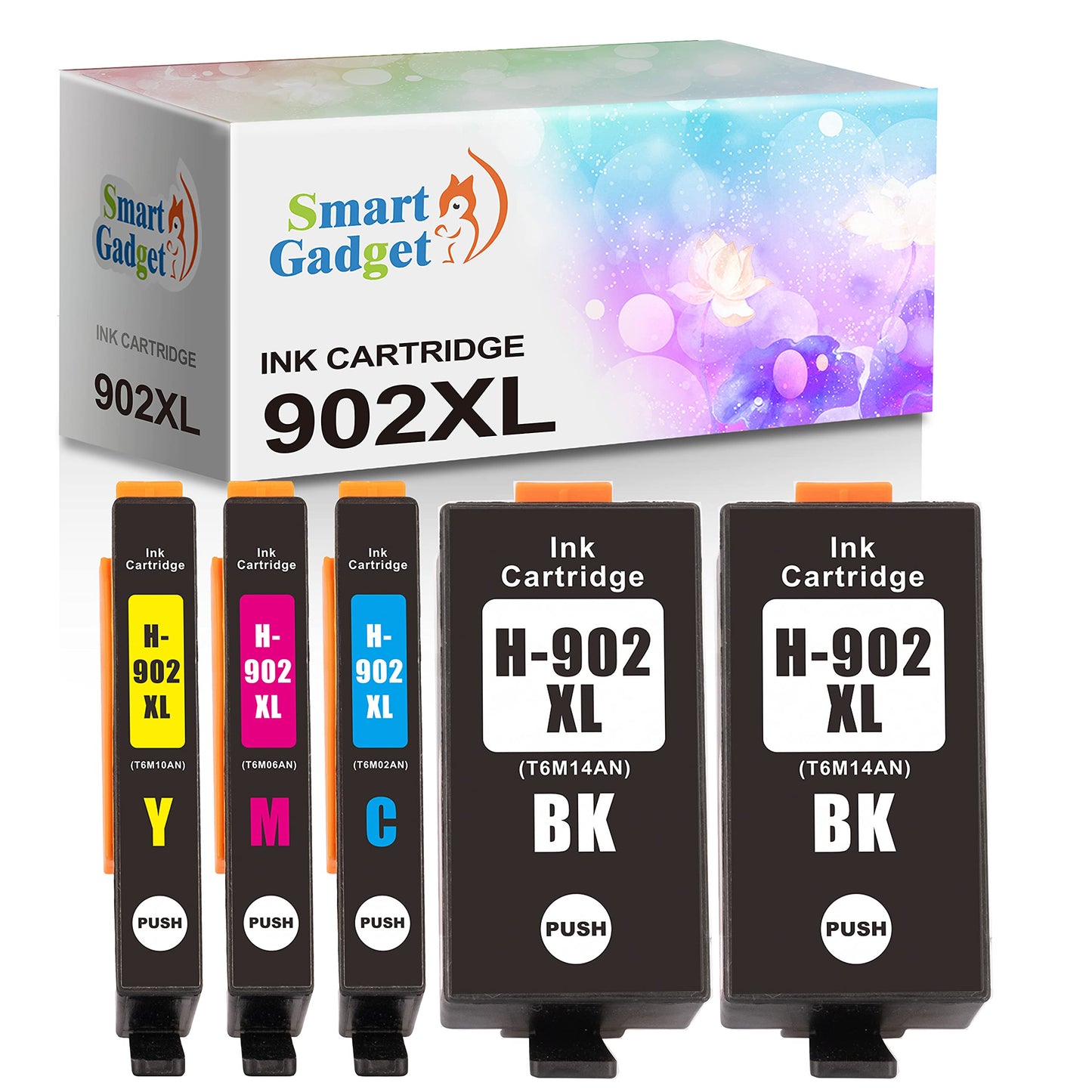 Smart Gadget (2024 Updated Chip) 902XL Replacement Ink Cartridge 902 XL Color (2B1C1Y1M) | Use with OfficeJet 6951 6954 6962 OfficeJet Pro 6968 6970 6975 6978 Printers, Multicoloured