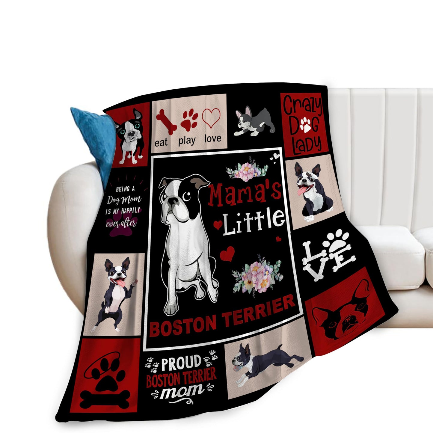 Boston Terrier Blanket Boston Terrier Gifts Throw Blankets Cozy Fleece Flannel Blanket Soft Warm Plush Lightweight Blanket Dog Gift for Couch Sofa Bed for Women Girls 40"X50"