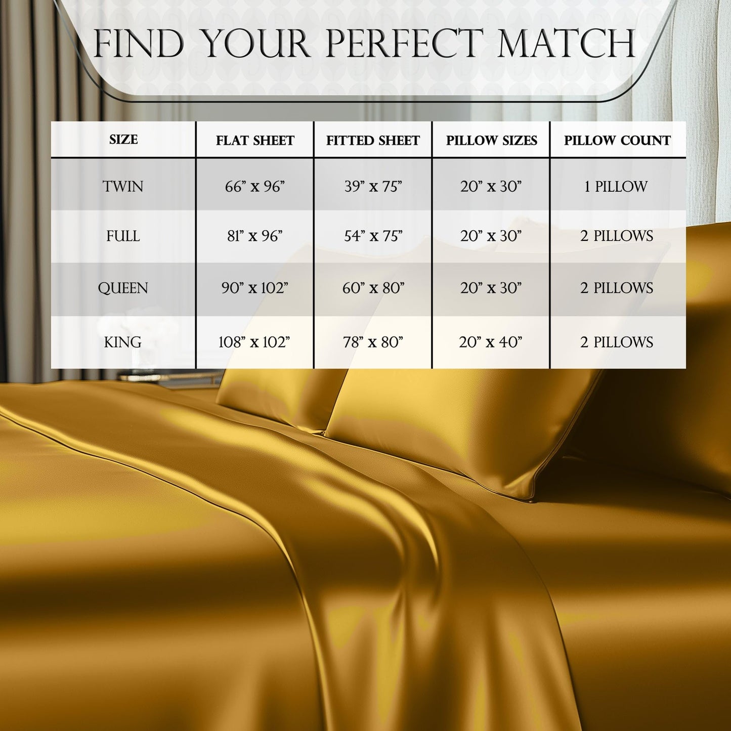 DECOLURE Satin Bed Sheets - 4 Piece Luxury Silky Queen Size Bedding Set - Softer Than Silk, Wrinkle-Free with 15” Deep Pocket Fitted Sheet, Perfect for Hair & Skin, Gifts for Women (Gold)