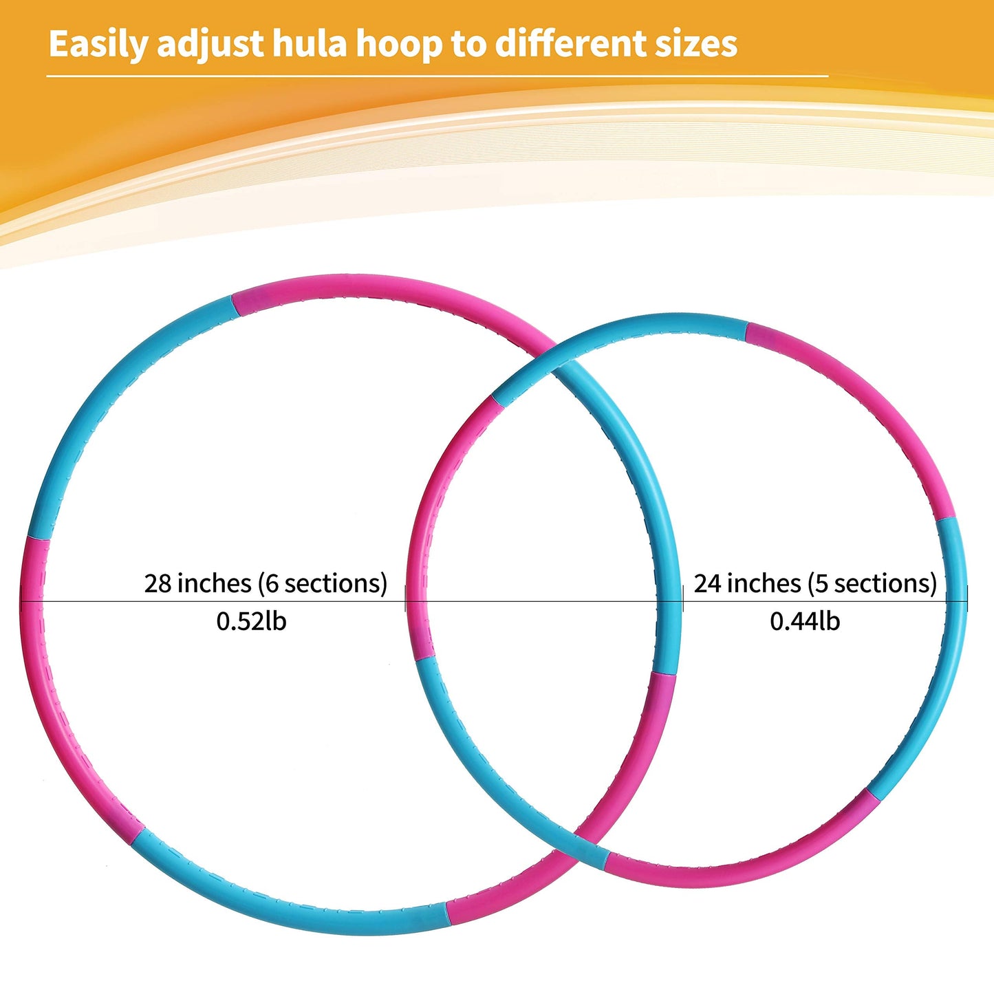 Blue Adjustable Jump Rope and Detachable Hula Hoop for Kids, Teens and Adults - Adjustable Jump Rope up to 9 Feet - Hoola Hoop Adjustable 24 Inches to 28 inches Diameter