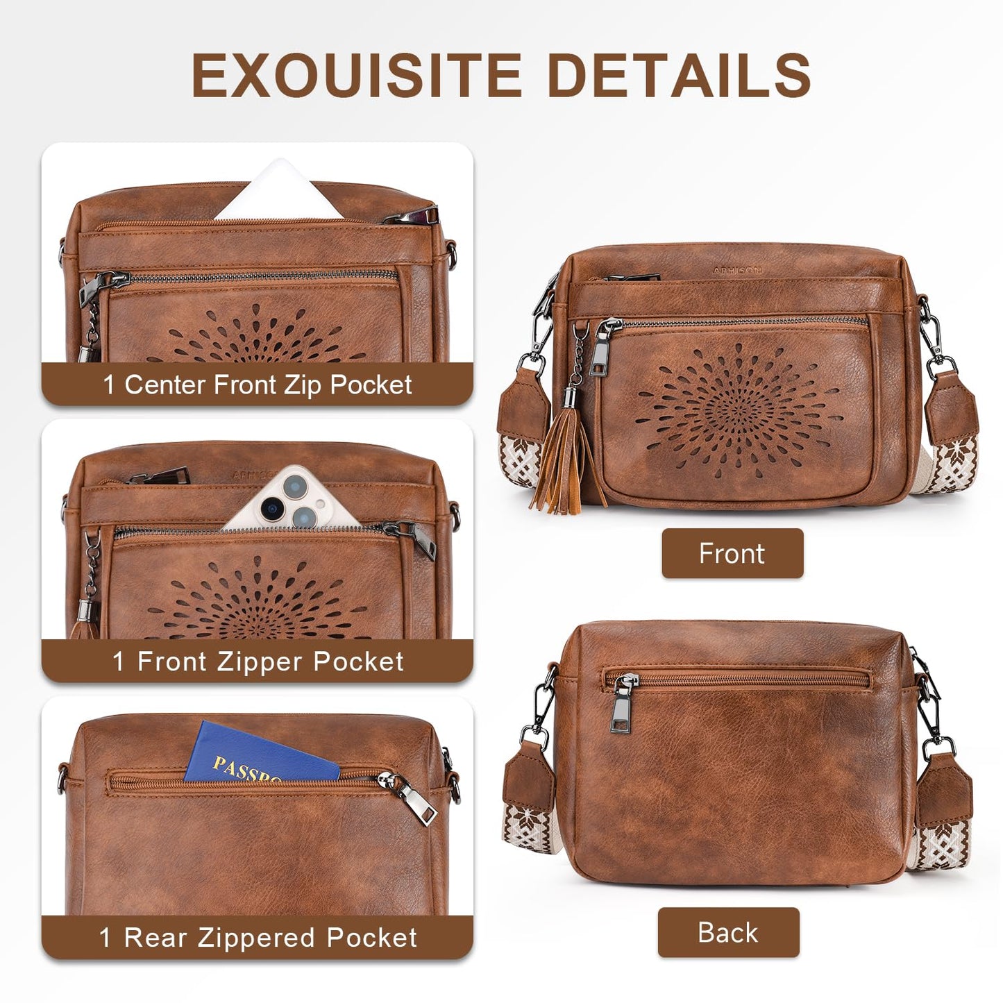 APHISON Crossbody Purse for Women，Small Crossbody Bags Trendy Vegan Leather Shoulder Handbags with Adjustable Strap and Tassel