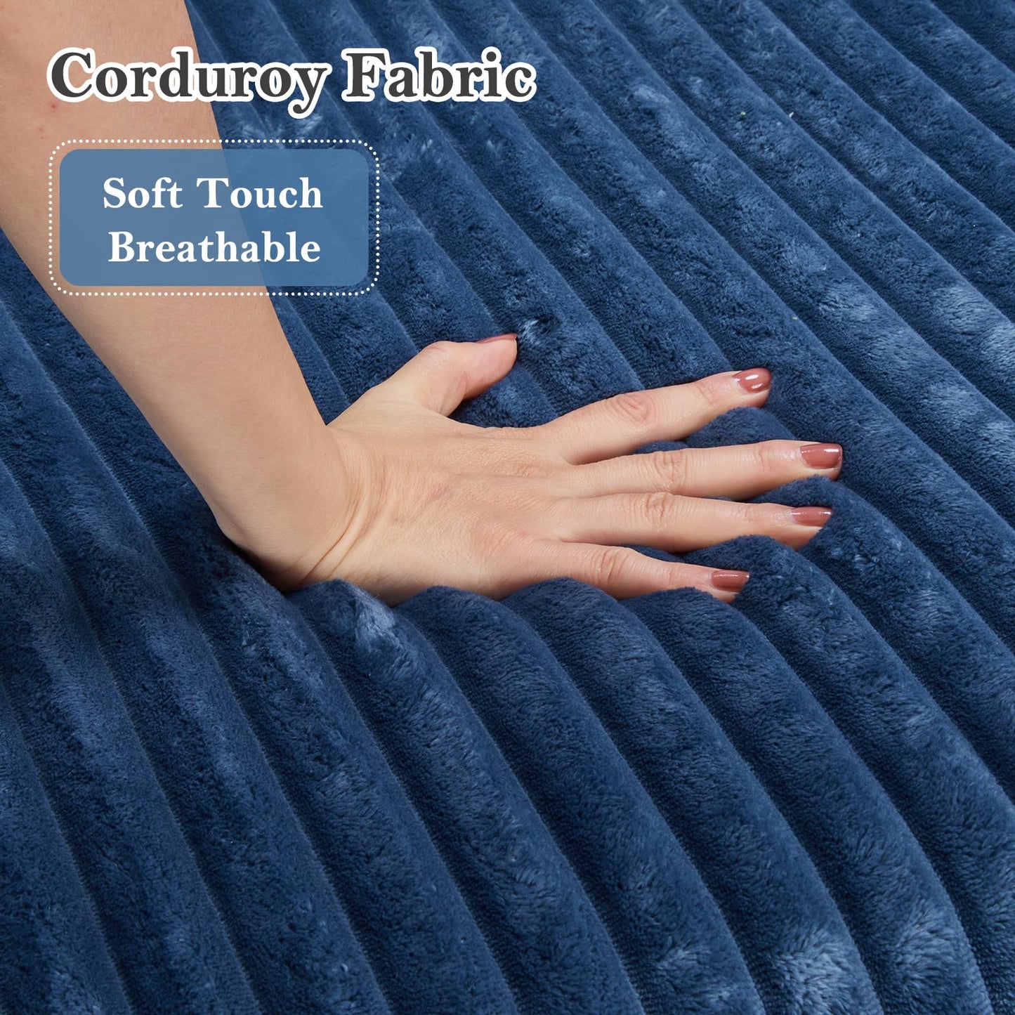 DIFYHOMEY 59 Inch Oversized Chaise Lounge Chair Indoor, Round Corduroy Chaise Lounge Sofa Bed with Throw Pillows and Backrest, Plush Sleeper Chair Bed for Living Room Bedroom,No Assembly Required