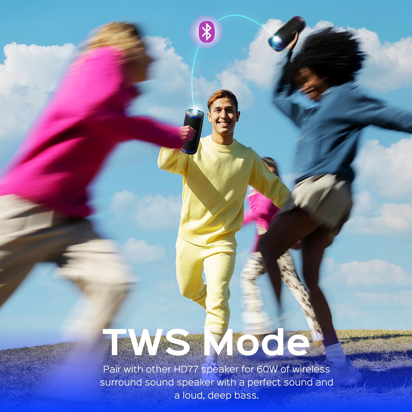 TREBLAB HD77 Bluetooth Speaker - Powerful 360° Sound with Impactful Bass, 30W Portable Wireless Audio, 20H Battery, IPX7 Waterproof, TWS Stereo, Shockproof Design for Outdoor, Beach, Pool, Jobsite