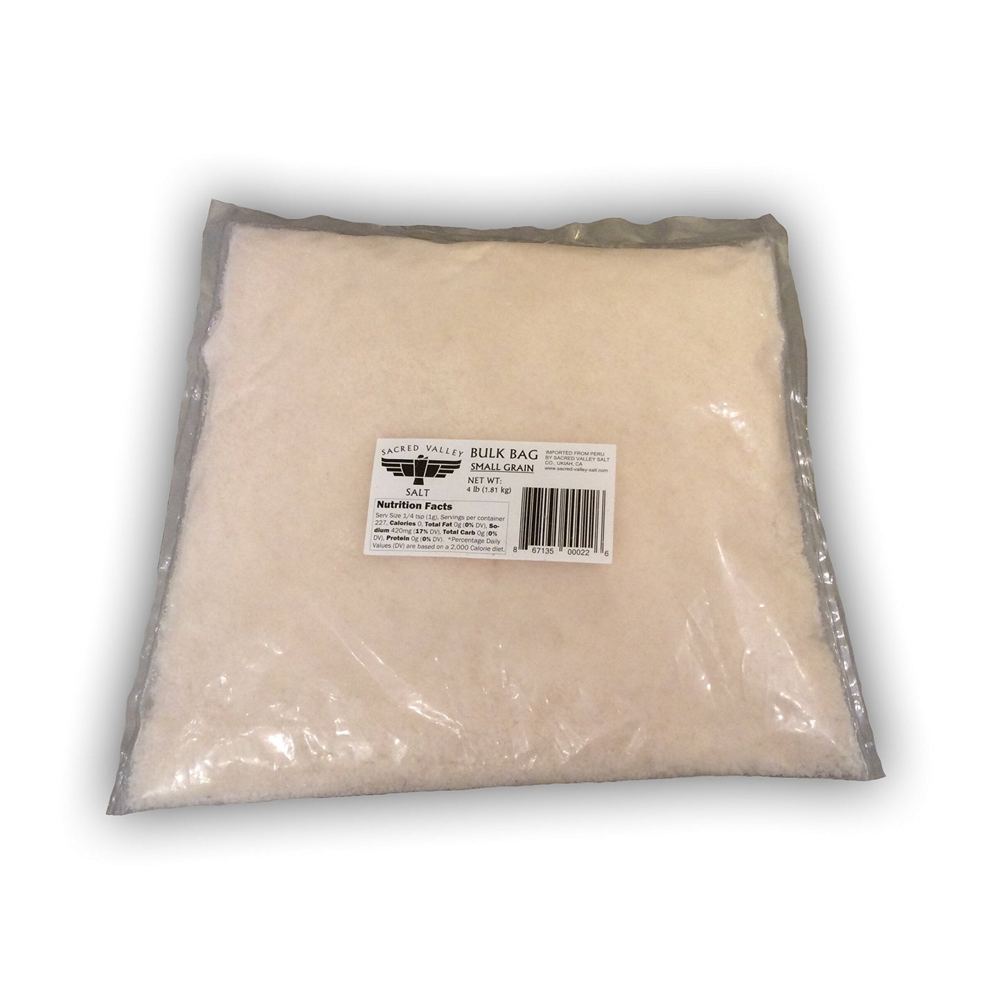 SACRED VALLEY SALT from Maras, Peru - Small Grain Finishing Salt - 4 Pound Bulk Bag