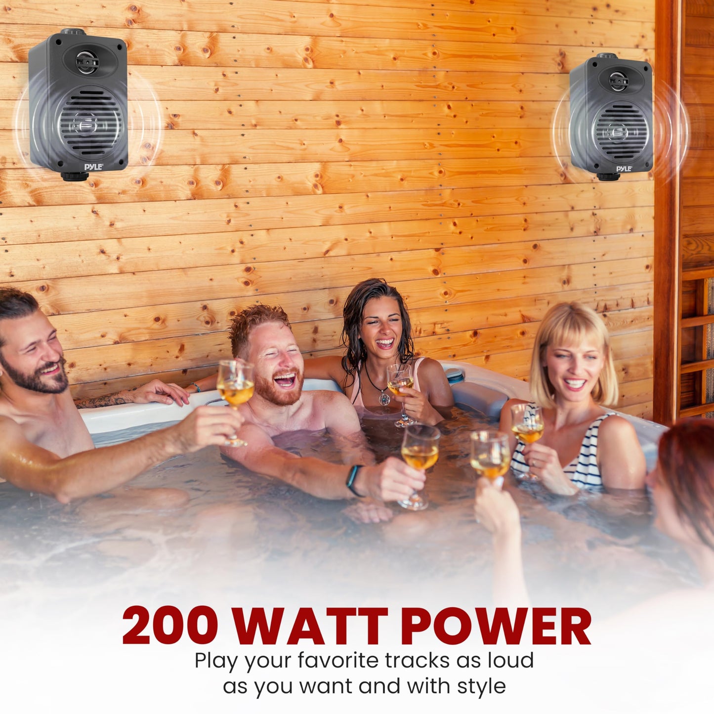 Pyle Indoor Outdoor Speakers Pair - 200 Watt Dual Waterproof 3.5” 2-Way Full Range Speaker System w/ 1/2” High Compliance Polymer Tweeter - in-Home, Boat, Marine, Deck, Patio, Poolside (Black)