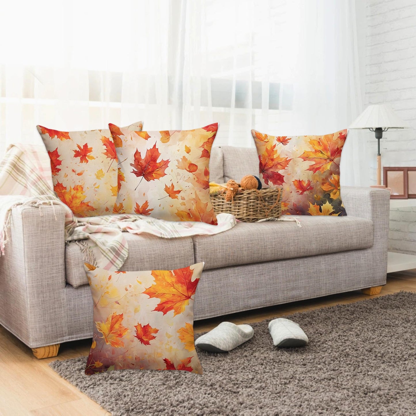 FARMNALL Fall Decorations for Home, Fall Pillow Covers 18x18 Set of 4, Autumn Thanksgiving Decorations and Supplies for Home Sofa Couch Decor