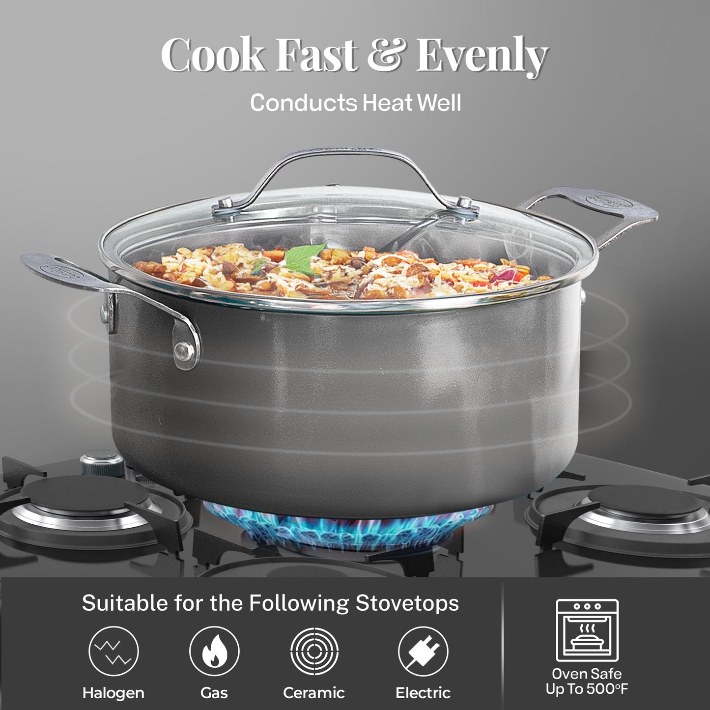 Gotham Steel True 20 Pc Ceramic Cookware Set Nonstick, Ceramic Pots and Pans Set Non Stick with Deep Square Pan Set & Bakeware Set, Non Toxic PFOA PFOS Free, Oven & Dishwasher Safe, No Cheater Pieces