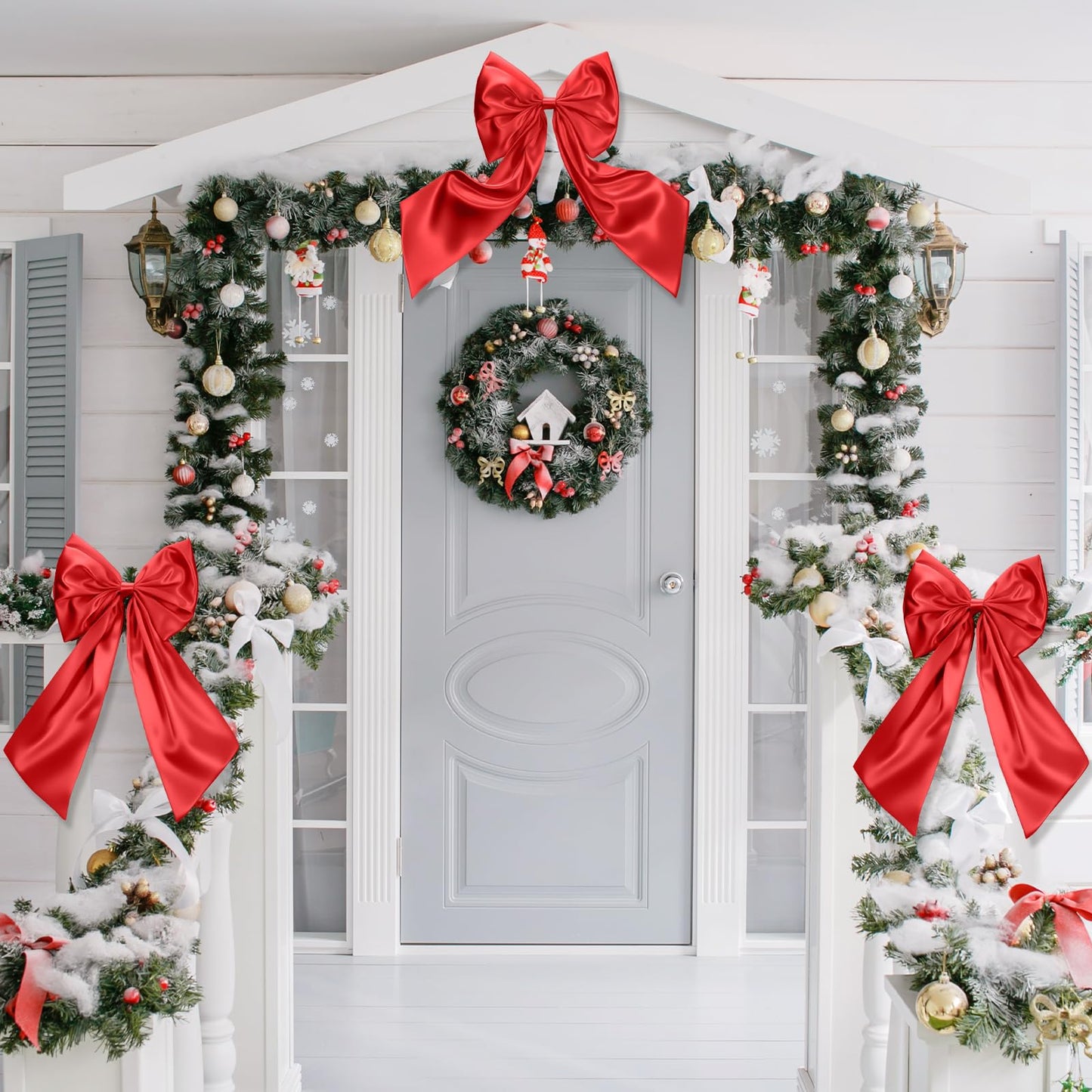 Suncalla 3 Pcs 2 FT Large Bow Decorations Big Satin Bows Hanging Wall Decors for Room Fireplace Coquette Birthday Backdrop Bridal Shower Wedding Bachelorette Christmas Party Supplies(Red)