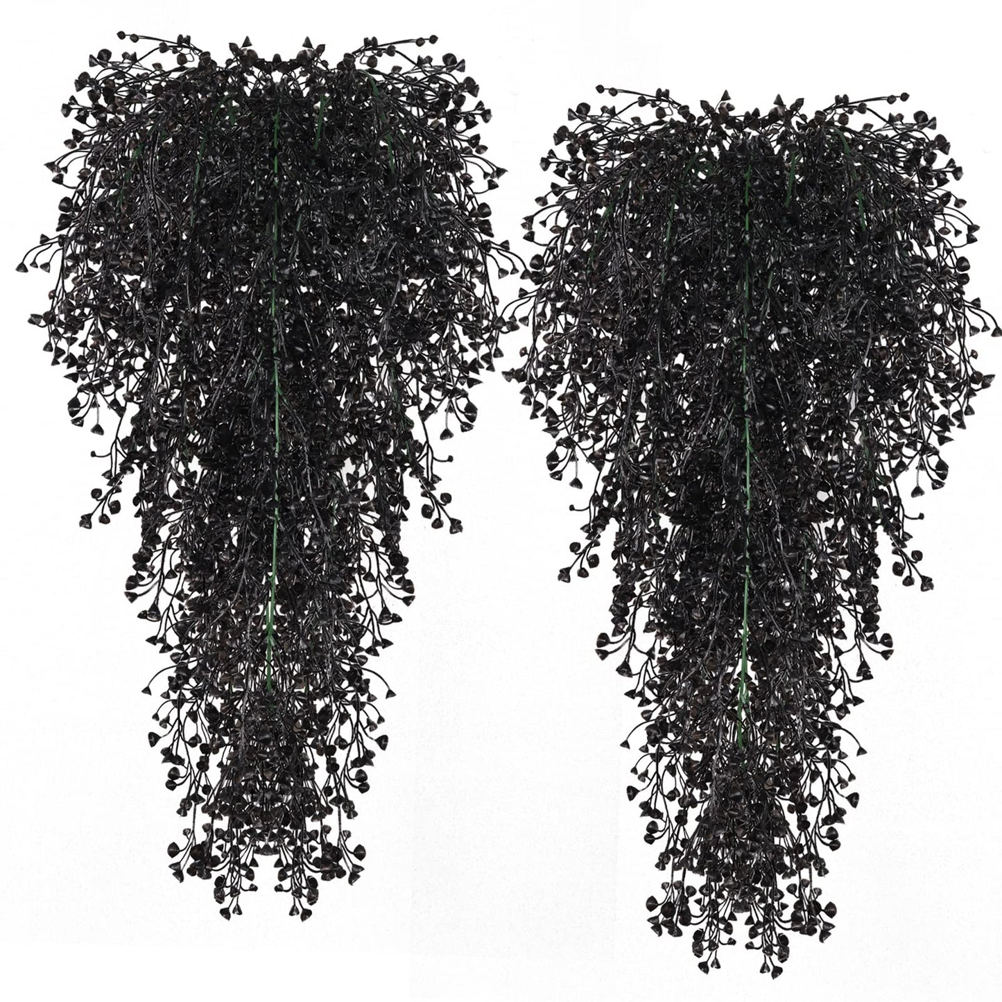 RECUTMS Artificial Hanging Plants Indoor 4 Pcs Artificial Ferns Plants Large Faux Hanging Plant Wall Plants Fake Ivy Room Fall Home Garden Wedding Halloween Party Indoor Outdoor Decor(Black)