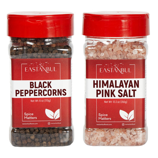 Salt and Pepper for Grinder Refill, Peppercorns Whole 6oz, Pink Himalayan Salt 12.3oz, Peppercorns for Grinder Refill, Himalayan Pink Salt and Pepper, Spice Buddies Series, Gift Box
