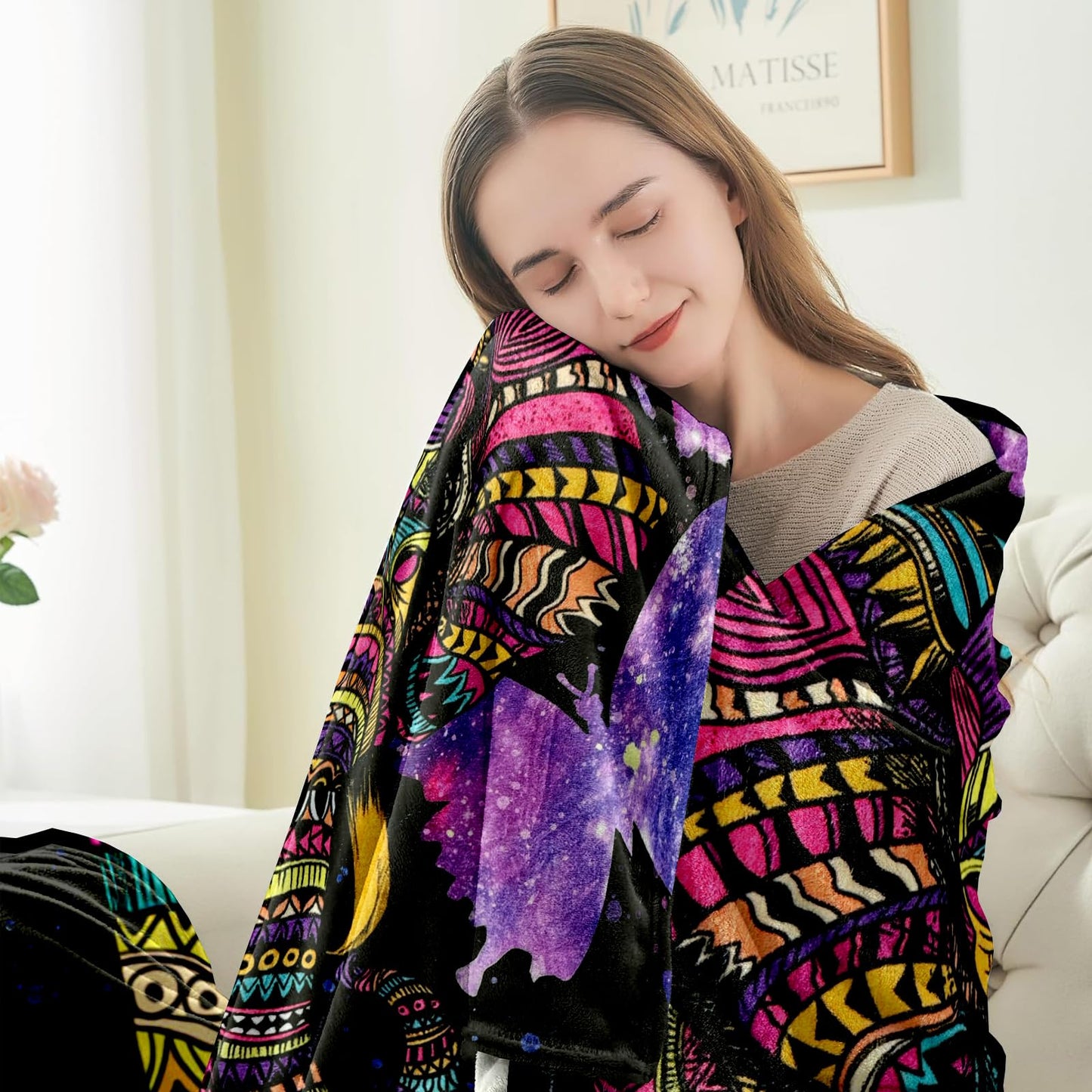 Vencede Elephant Blanket Adult Elephant Throw Blankets for Women Elephant Gifts for Women Girls Baby Kids Soft Elephant Blankets Fuzzy Elephant Blanket Used for Sofa, Couch Chair, Bed（40"x50"）