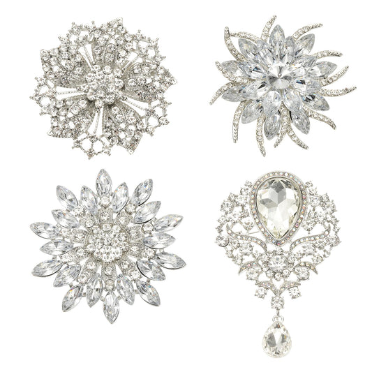 PATIKIL Rhinestone Sunflower Brooch Pins, Elegant Crystal Floral Lapel Brooch Pins for Women Girls Suits Dress Hat Bag