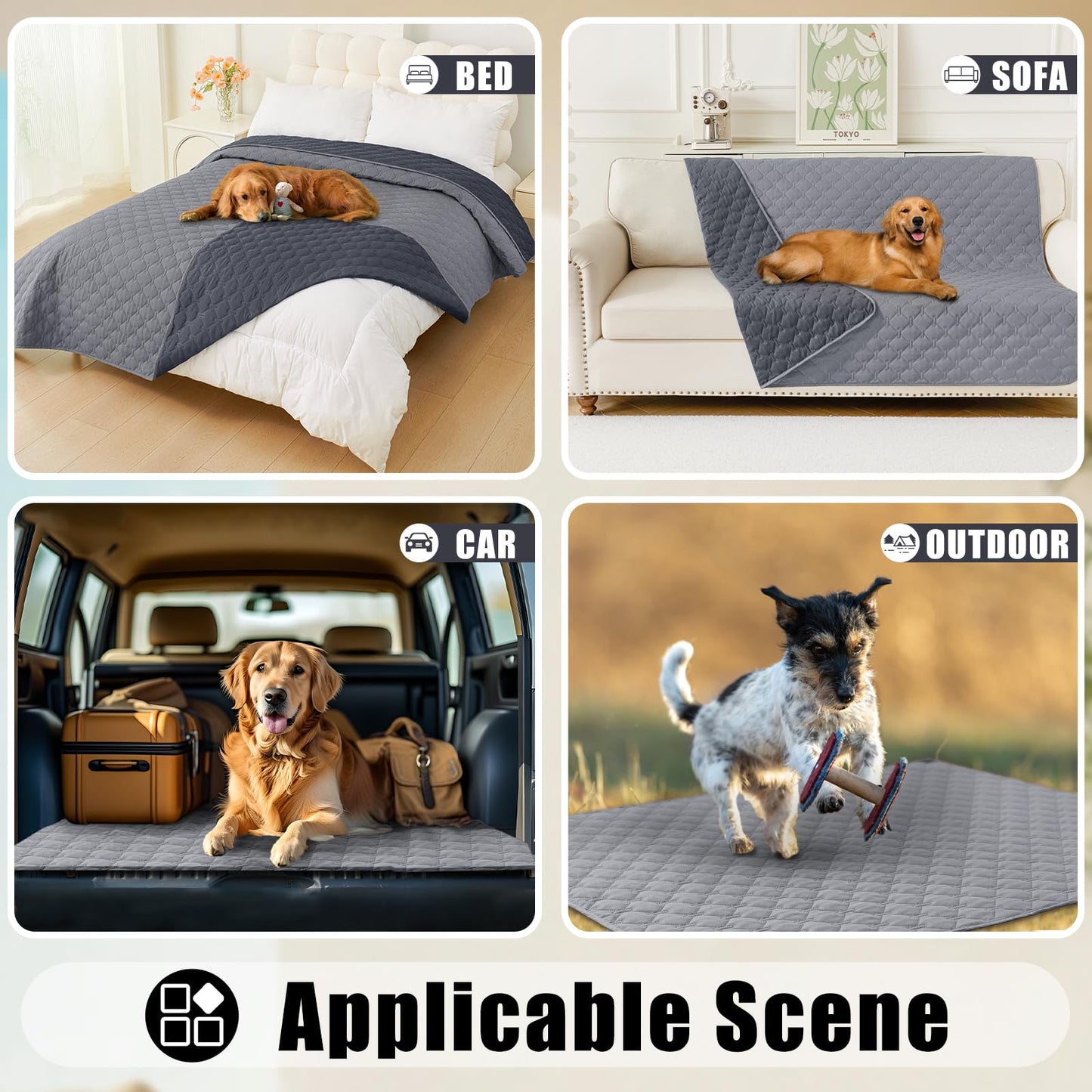 Smiry Waterproof Dog Bed Cover Blanket, Soft Reversible Pet Blanket, Washable Leakproof Cats Dogs Couch Cover for Sofa, Couch, Furniture (30x70 Inch, Grey/Dark Grey)