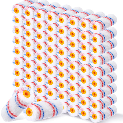 Leumoi 200 Pcs 4 Inch Mini Paint Roller Bulk Small Microfiber Roller Cover 1/2" Nap for Paint Brush for House Painting Supplies DIY Craft Home Wall Repair Tool Kit Set(Yellow)