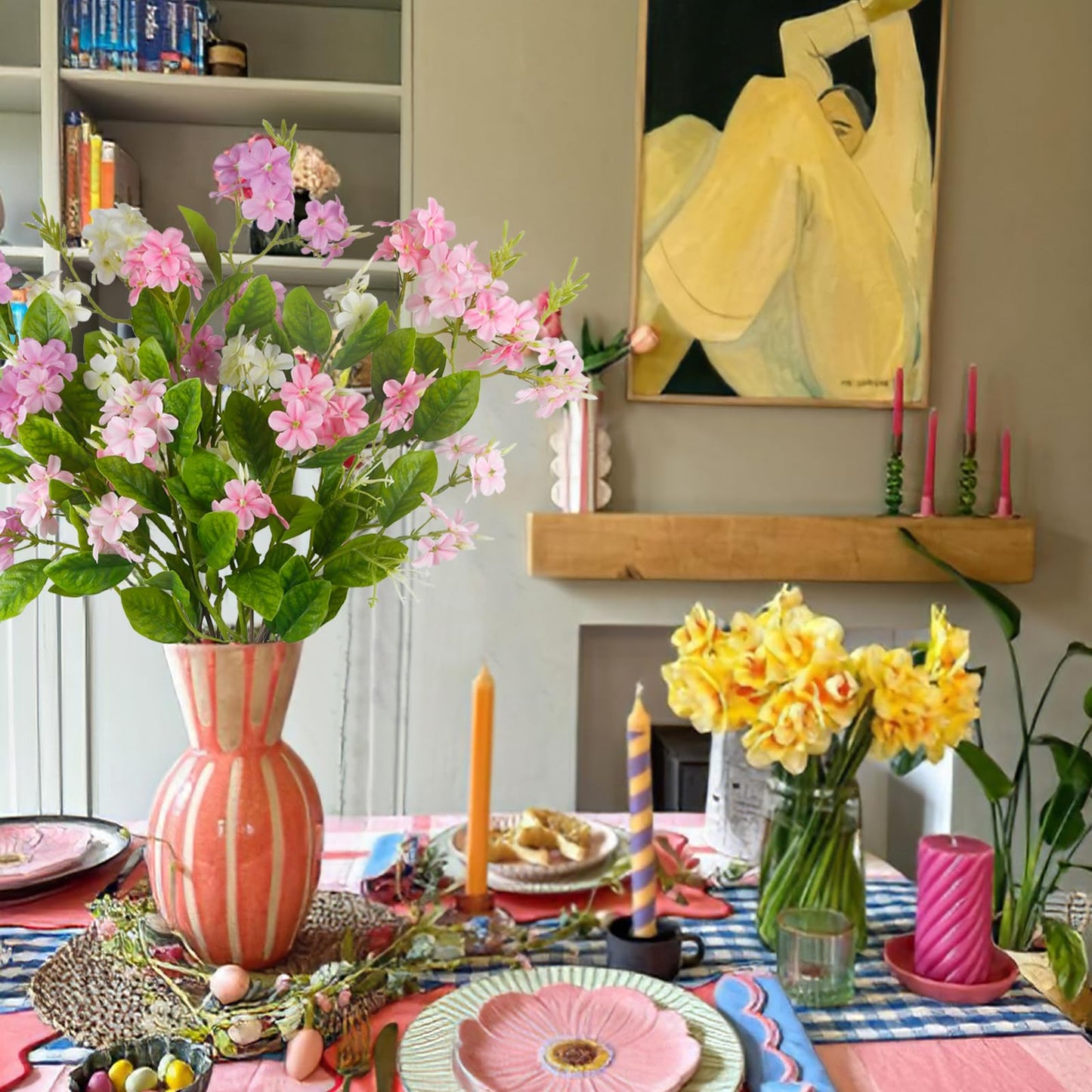 FAICOIA 4 Pcs Artificial Flowers for Decoration 34 Inch Faux Silk Spring Summer Flower Branches Long Stem Silk Wildflowers Artificial Flowers Bulk Floral Arrangement for Vase Home Table Centerpieces