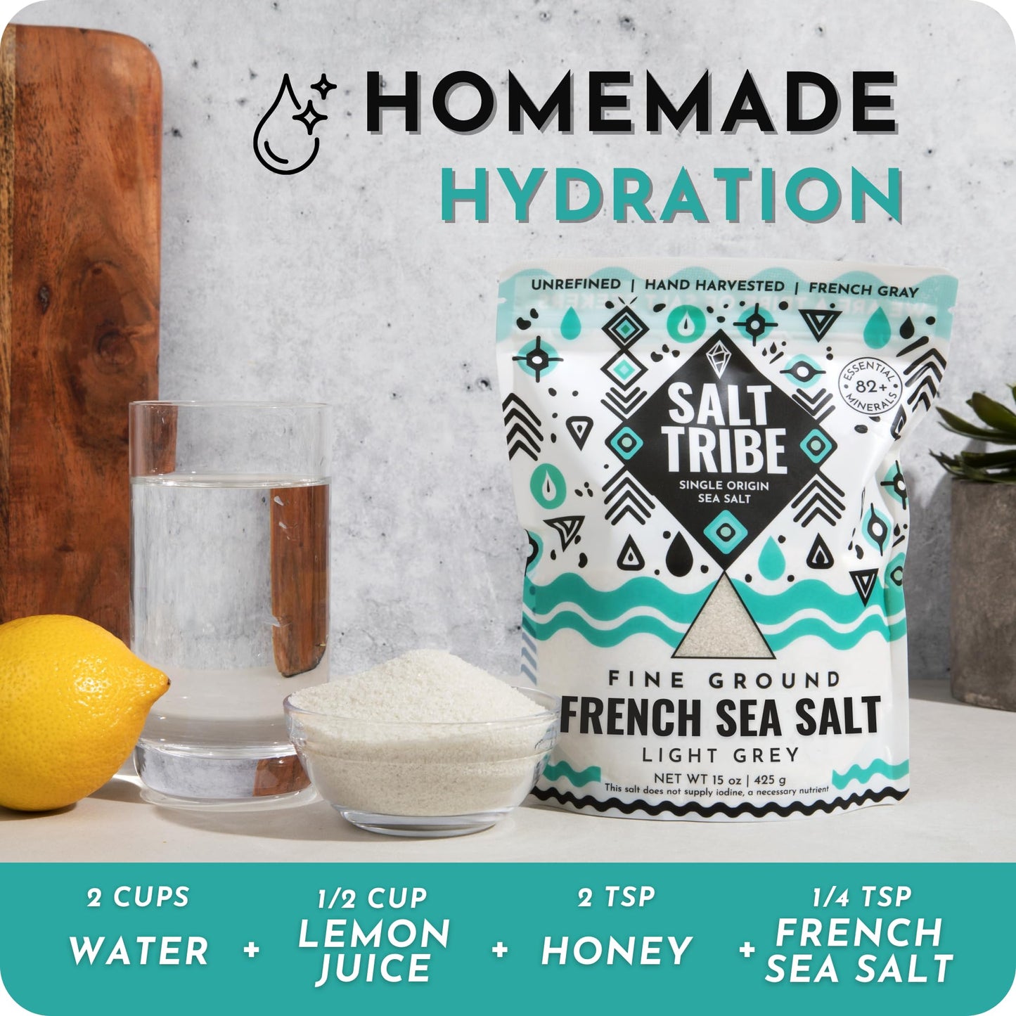 French Grey Sea Salt | Organic 82 Minerals | Fine Ground Sea Salt | Hand Harvested | Light French Gray | Unrefined | Sal Organica | Single Origin France | 425+ Servings