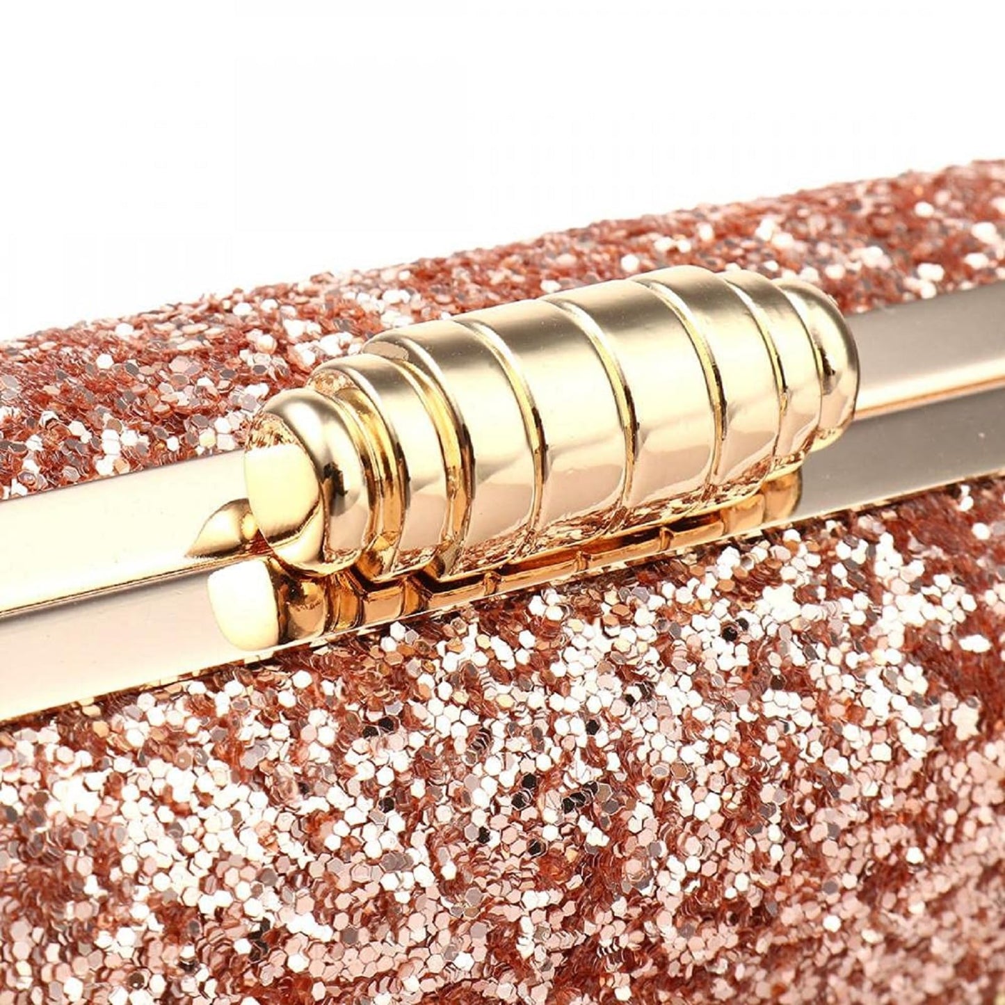 YYW Womens Clutch Evening Bag Wedding Party Purse and Shoulder Handbag (Rose gold color)