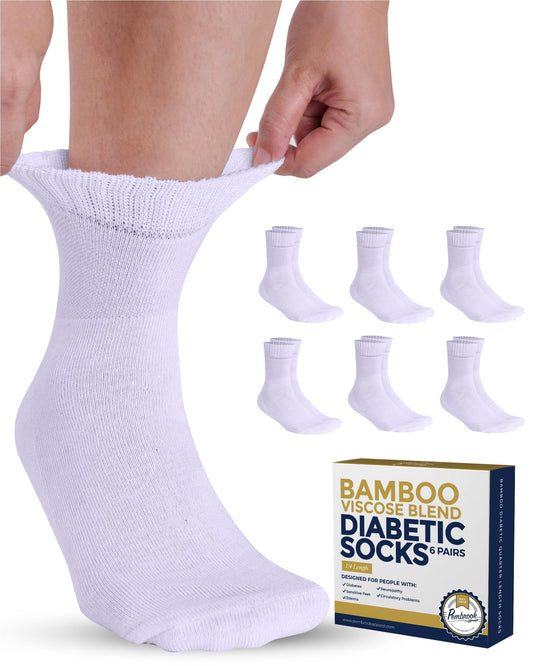 Pembrook Bamboo Viscose Diabetic Socks for Women & Men - 6 Pairs Ankle Neuropathy Socks for Swollen Feet | SpaceDye6
