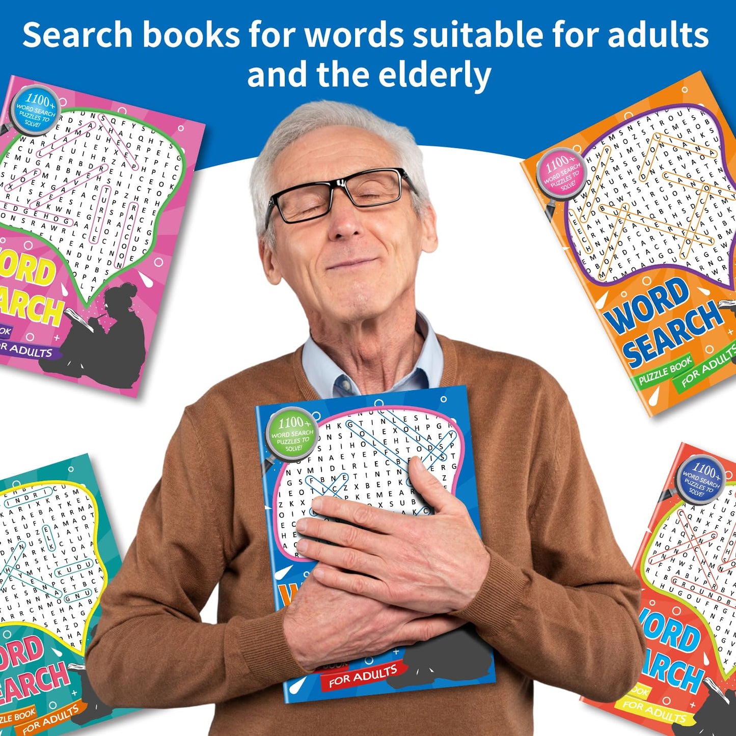 Kalysky Large Print 6000+ Words Word Search Puzzle Books, Set of 6 Full Size, Brain Games, Activity Book for Adults, Teens and Seniors