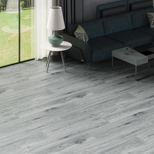 FLOREXP Vinyl Flooring - Lino Flooring Peel & Stick Floor Tiles Self Adhesive Floor Planks,2mm 18 Planks Waterproof for Kitchen Living Room Hallway Floor Plank (27Sq.Ft,Washed Grey)