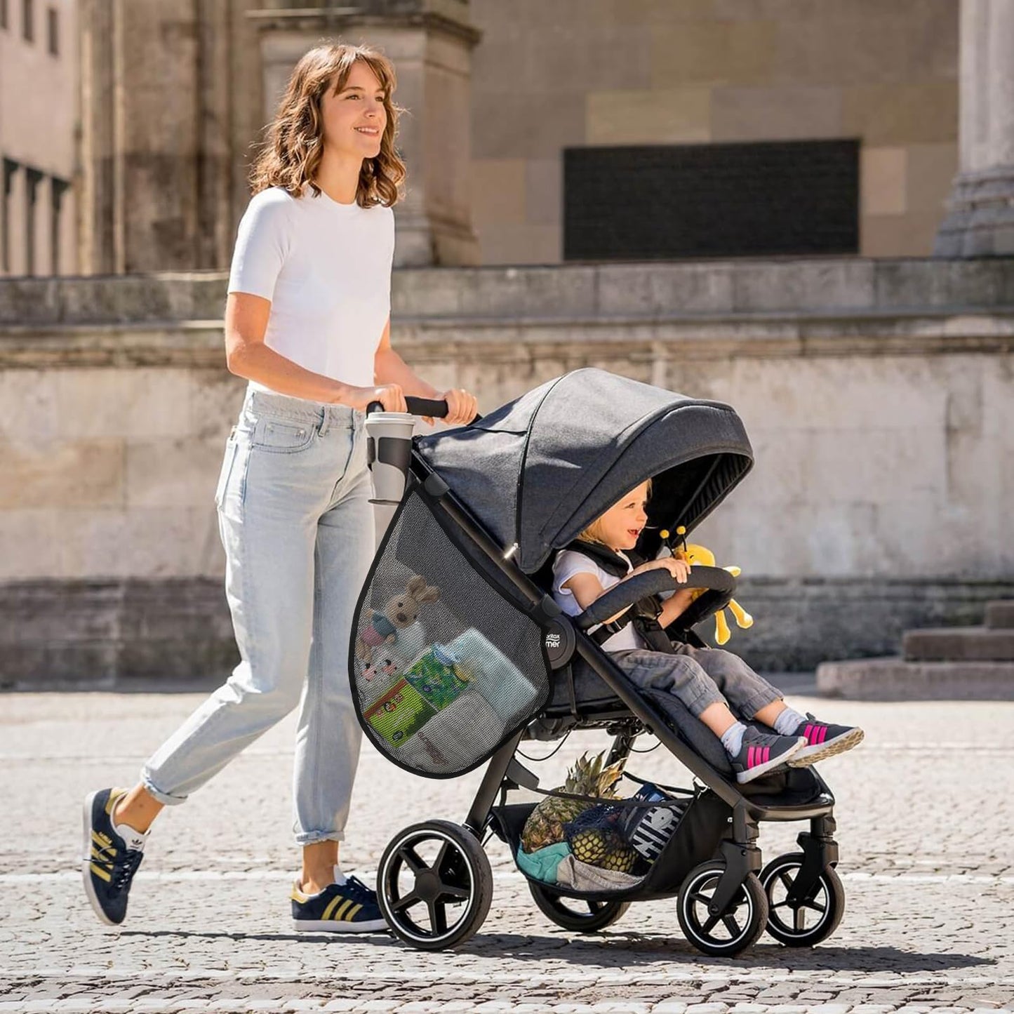 Accmor Universal Stroller Organizer, Side Sling Stroller Organizer, Mesh Cargo Net Stroller Storage Caddy, Stroller Bag Accessories Fits for Uppababy, Nuna, Baby Jogger, Britax, Doona Strollers