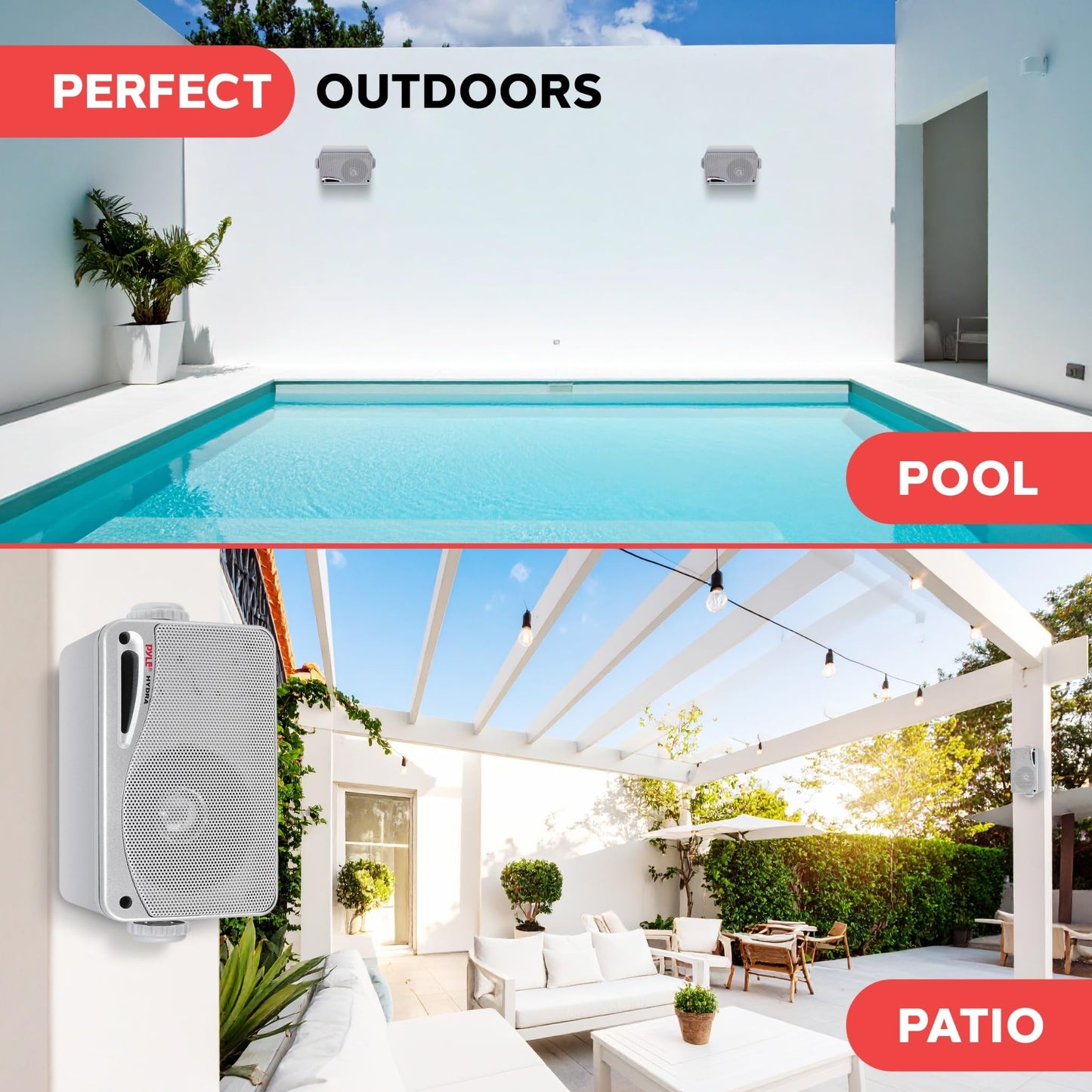 Pyle 3-Way Waterproof Marine Box Speakers - 3.5" 200 Watt Dual Indoor Outdoor Speaker System - Weatherproof/Waterproof Outdoor Speaker - Home, Boat, Pool, Patio Indoor Outdoor Use PLMR24S (Silver)