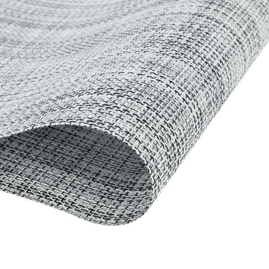 SHACOS Woven Vinyl Placemats Set of 6 Wipe Clean Table Placemats Heat Resistant Wipeable Non Slip Table Mats Indoor Outdoor, Gray White