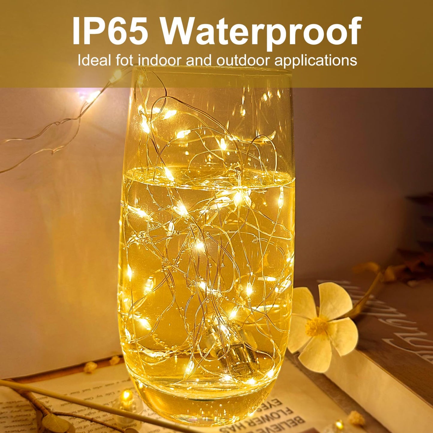 12 Pack Led Fairy Lights - Warm White, Battery Operated LED Silver Wire String Lights, 7FT 20LED Mini Firefly Starry String Lights Waterproof Led Twinkle Lights for Mason Jar DIY Christmas Decor