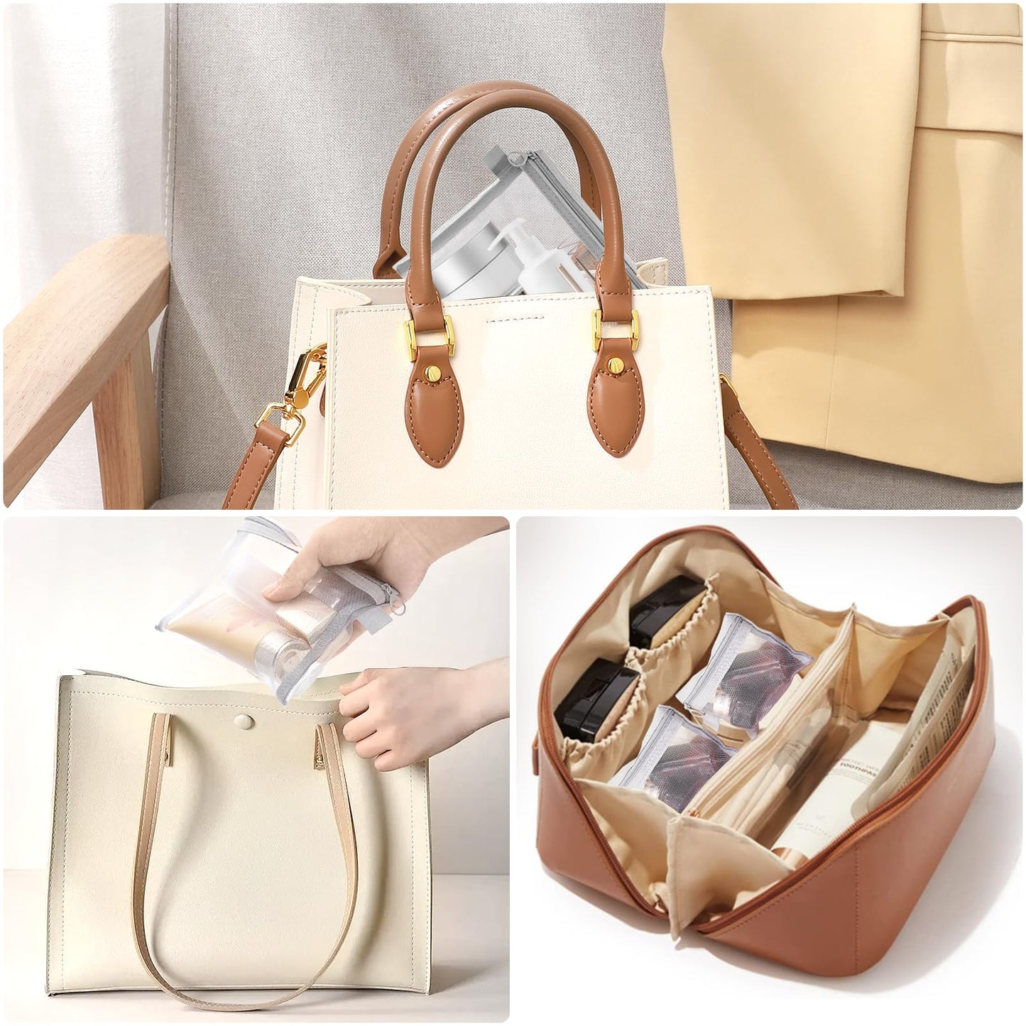 6 Pcs Mesh Cosmetic Bags with Zipper, Grey Mesh Zipper Pouch Bags, Purse Organizer Pouches, Small Mesh Zipper Pouch, Zipper Mesh Pouch Bags, Mesh Makeup Bag with Zipper, Small Mesh Bags with Zipper