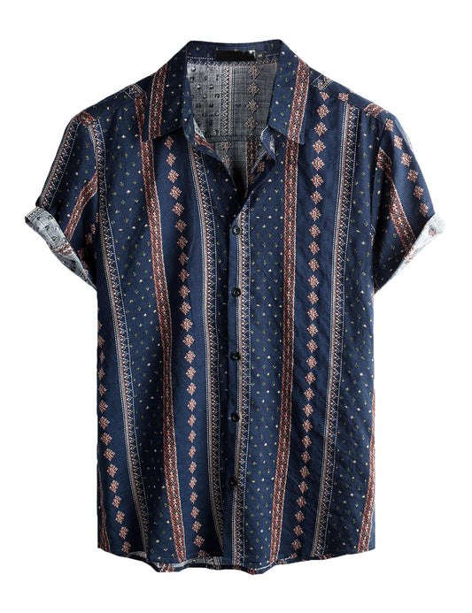 VATPAVE Mens Casual Hawaiian Floral Shirts Short Sleeve Button Down Tropical Shirts Beach Summer Shirts X-Large Navy Blue