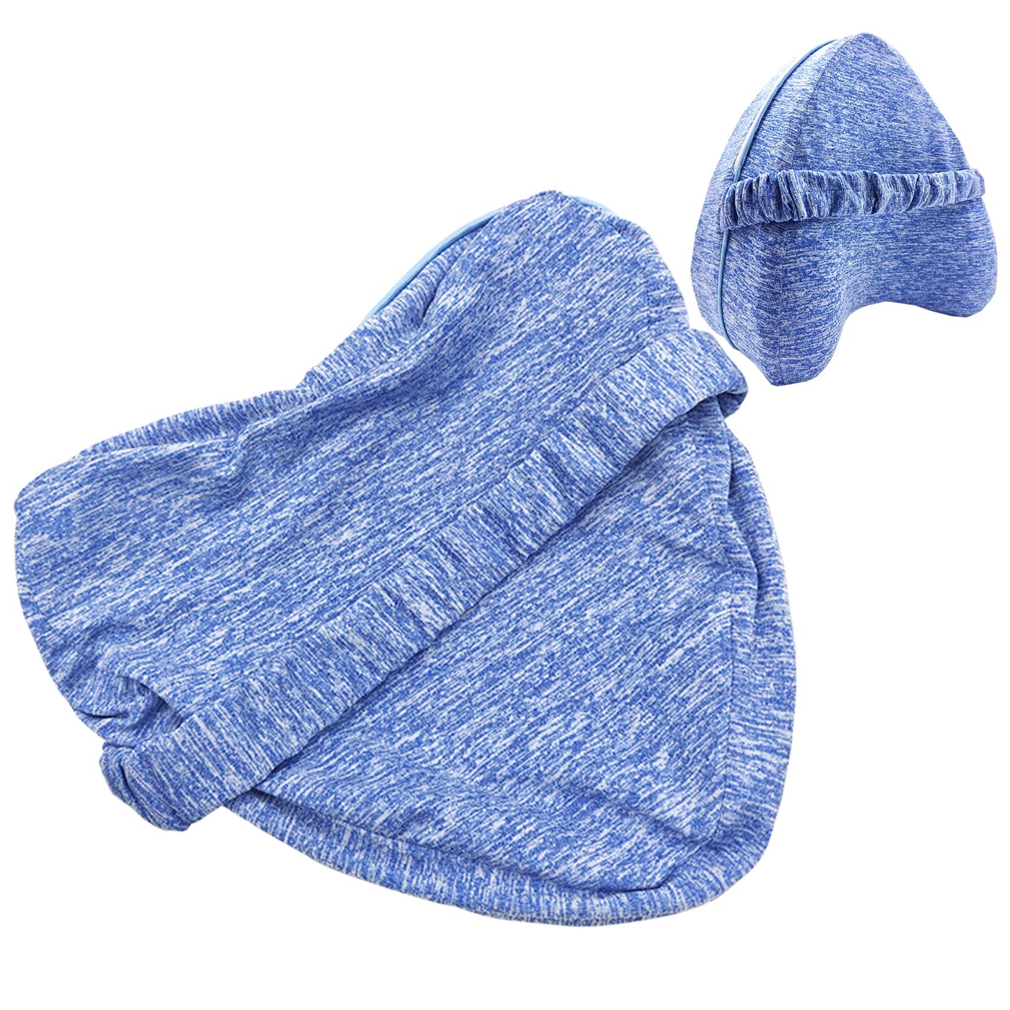 LeoTube Knee Pillow Cover with Elastic Strap for Contour Legacy Leg & Knee Foam Support Pillow, Compatible with Knee Pillow for Side Sleepers-Cover ONLY(Blue)