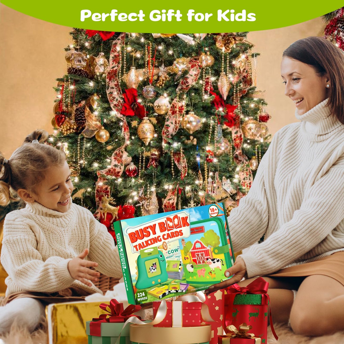 Quanquer Farm Busy Book With Talking Flash Cards for Toddlers 1-3 - Montessori Busy Board for Boy Girl Birthday Gift - Learning Educational Toys with 224 Sight Words - Airplane Car Toddler Travel Toys