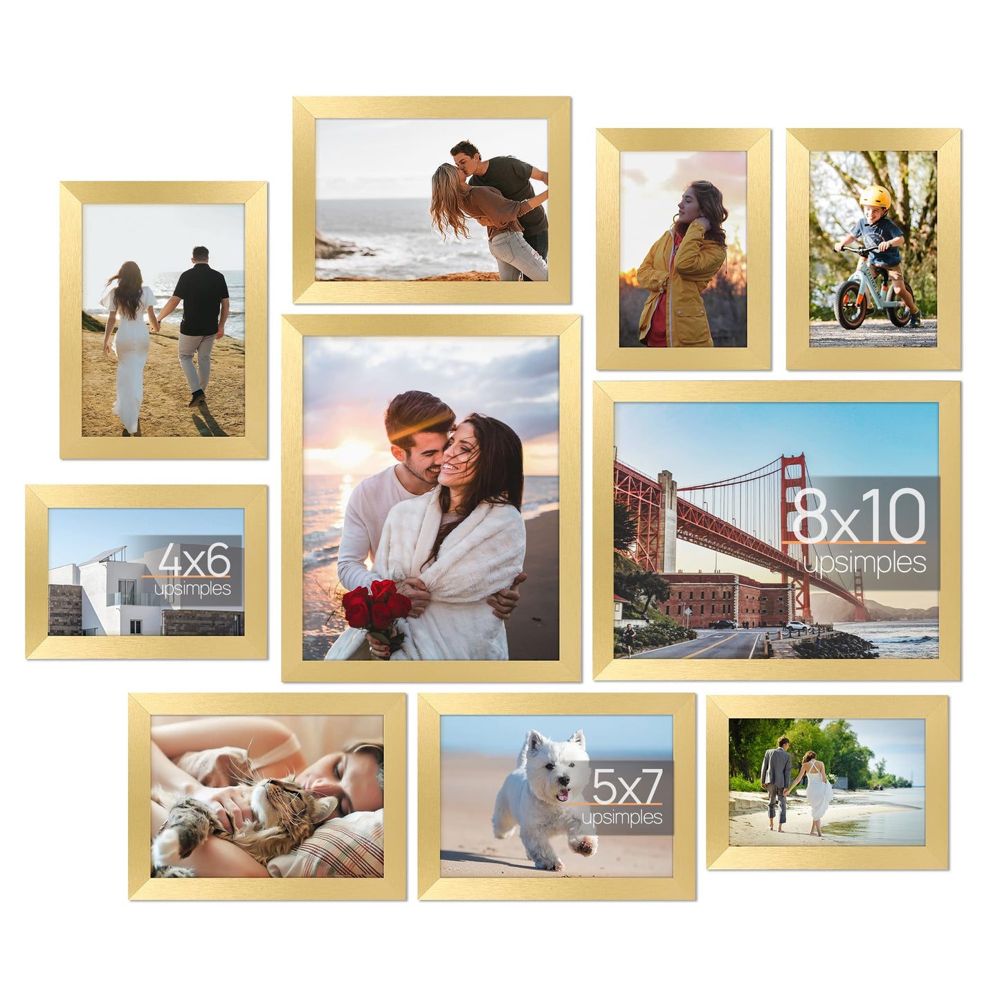 upsimples 10 Pack Picture Frames Collage Wall Decor for Mounting or Tabletop Display, Photo Gallery Frame Set for Family, Multi Sizes Including 8x10, 5x7, 4x6, Black