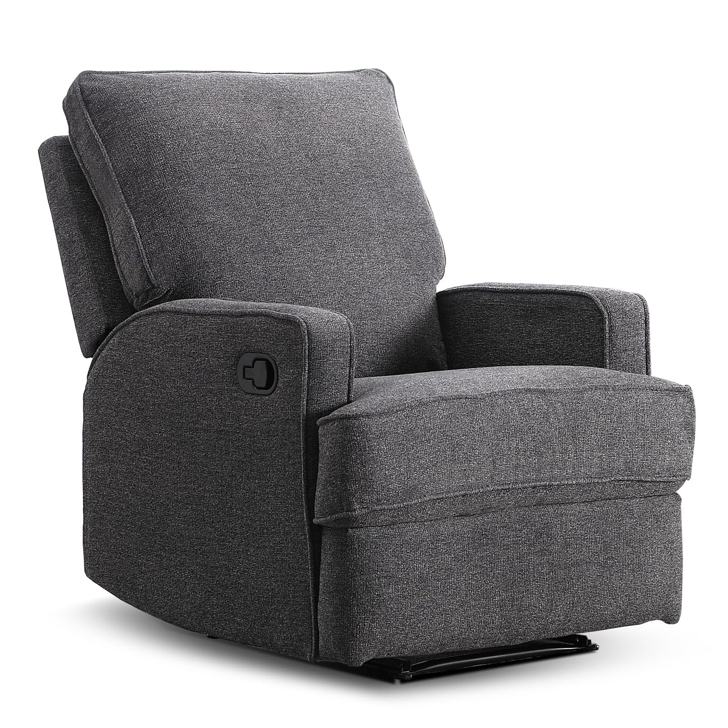 HAOMARKETS Classic Manual Recliner Chair for Adults, Soft Fabric Overstuffed Reclining Sofa Chair with Padded Backrest, Heavy Duty Recliners for Living Room, Grey