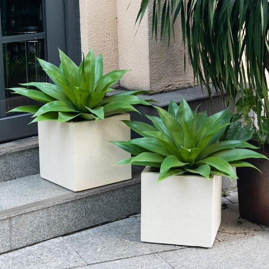 ENALGRE Artificial Agave Faux Agave Fake Greenery Outdoor Artificial Plants Fake Plants for Indoor Home Decor Plastic Plants Outdoor Decor Front Porch Decor Simulation Plants 22"(2Pcs Green) No Vase