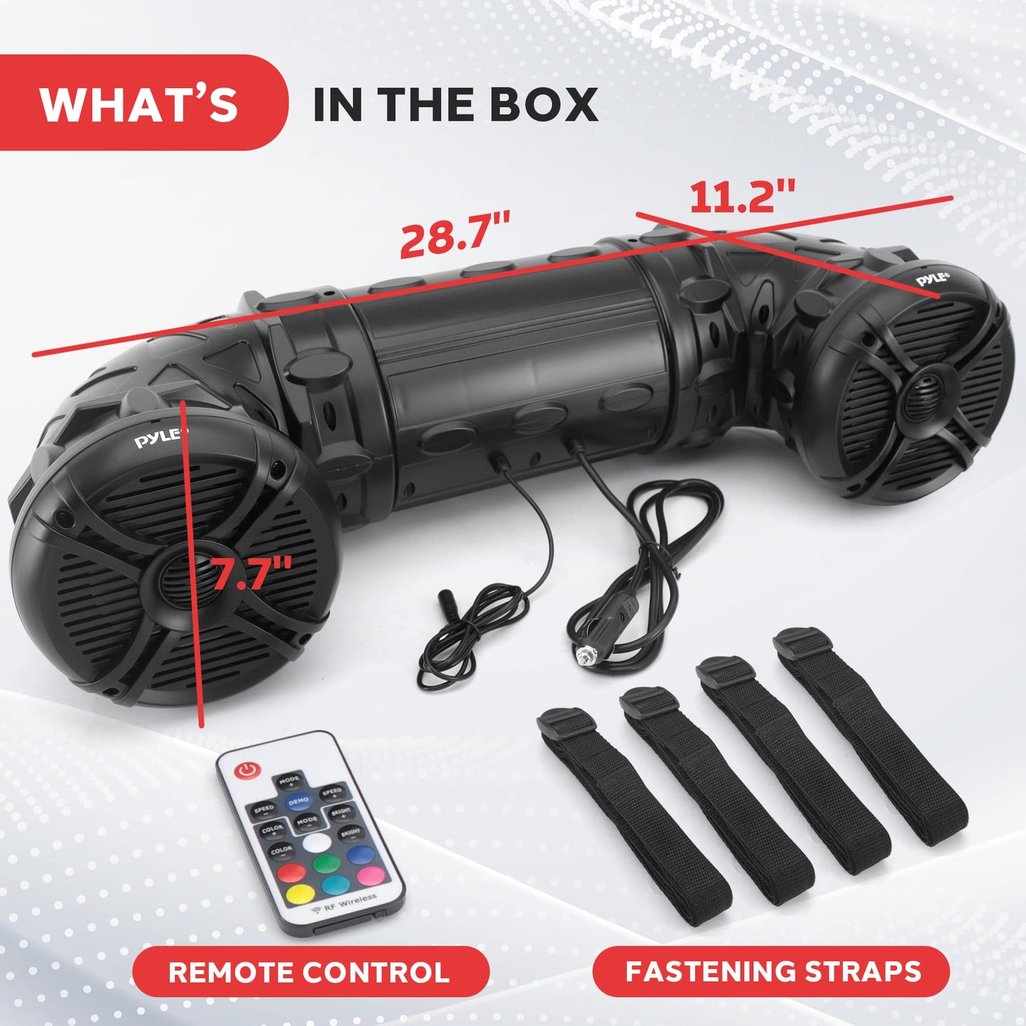 Pyle Bluetooth Speakers 800 Watt 6.5 Inch Amplified Sound System with Multi-Color LED Lights, Waterproof Marine Bluetooth Wireless Speakers with Weatherproof Design, Ideal for Outdoor and Vehicle Use